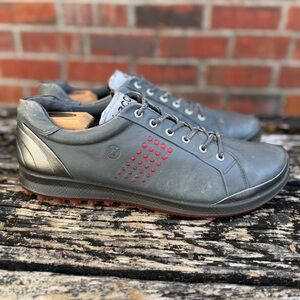 ECCO Biom Hybrid 2 Hydromax Men’s Sz 13 Gray Yak Leather Spikeless Golf Shoe T5